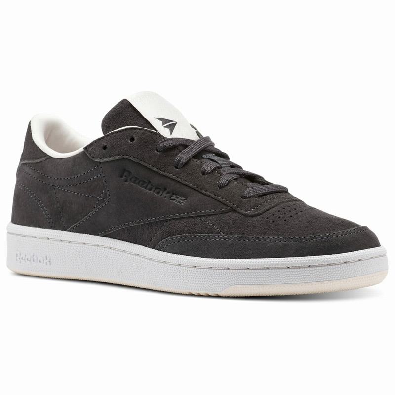 Tenisi Reebok Club C 85 Tonal Nubuck Dama Negrii/Albi Romania OQ1742QF